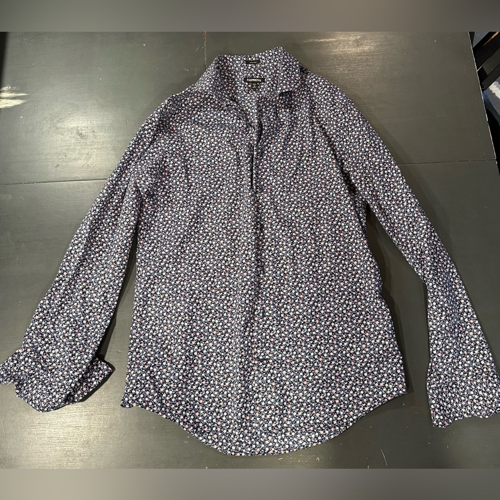 Express Floral Button Up Shirt Men's Large Long Sleeve